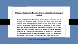Choose AstroForYou to learn karmic horoscope online