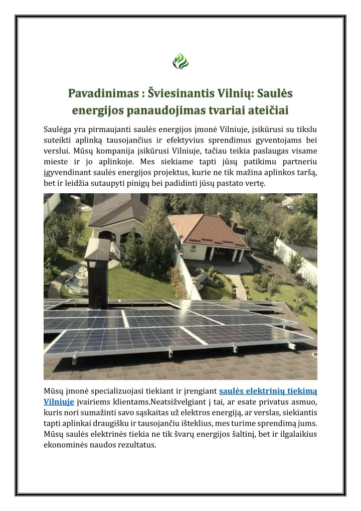 pavadinimas viesinantis vilni saul s energijos