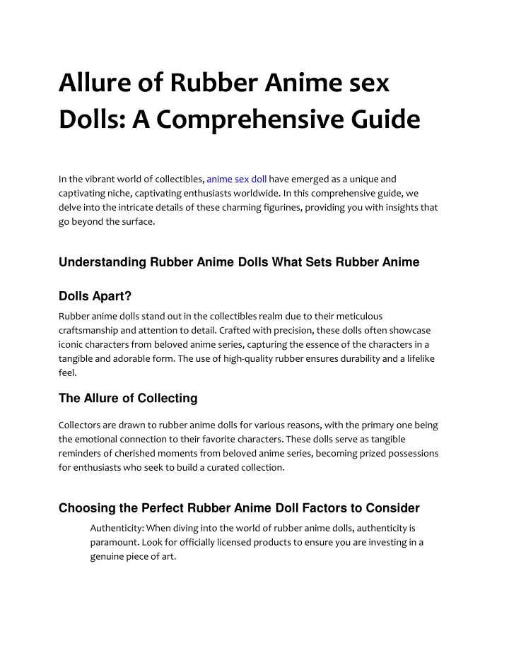 allure of rubber anime sex dolls a comprehensive