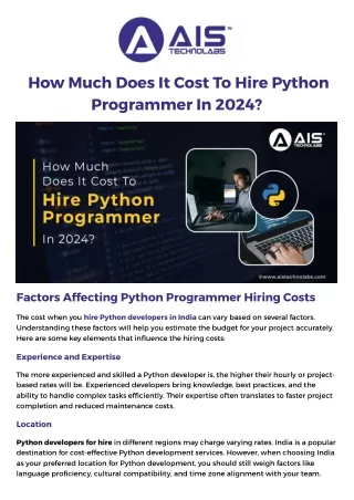 How Much Does It Cost To Hire Python Programmer In 2024?