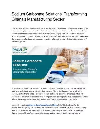 PalviFZE - Sodium Carbonate Solutions_ Transforming Ghana's Manufacturing Sector