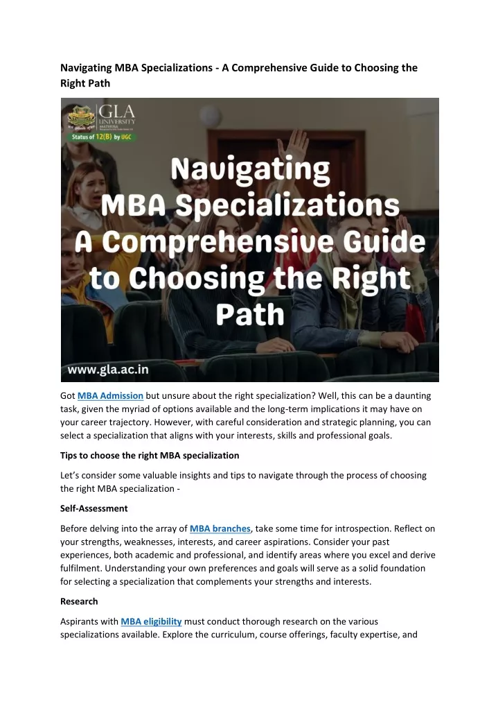 navigating mba specializations a comprehensive