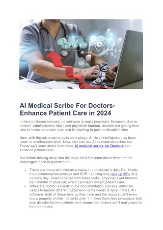 AI Medical Scribe For Doctors Enhance Patient Care in 2024