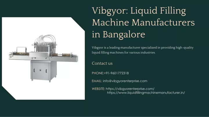 vibgyor liquid filling machine manufacturers