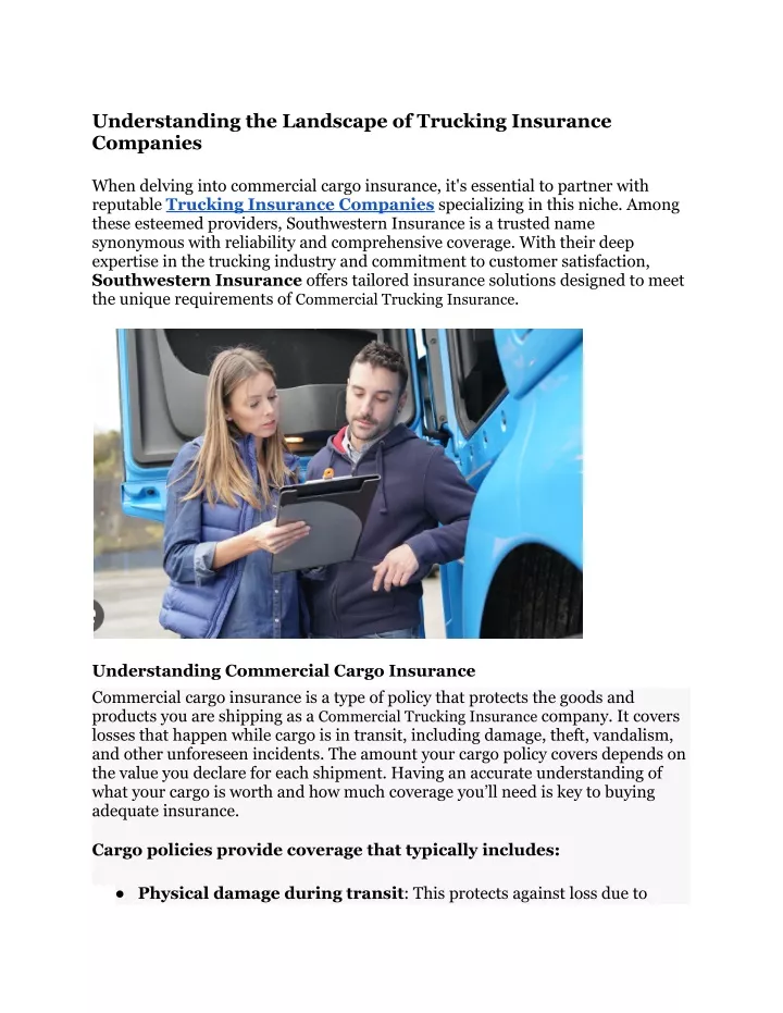 understanding the landscape of trucking insurance