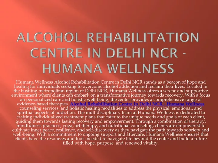 alcohol rehabilitation centre in delhi ncr humana wellness
