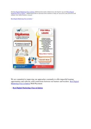 our best digital marketing class in indore