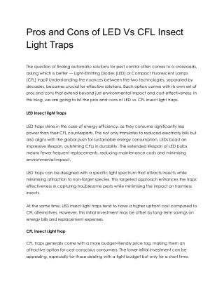 Pros and Cons of LED Vs CFL Insect Light Traps