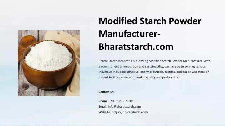 modified starch powder manufacturer bharatstarch