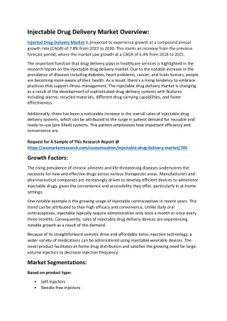 injectable drug delivery market overview