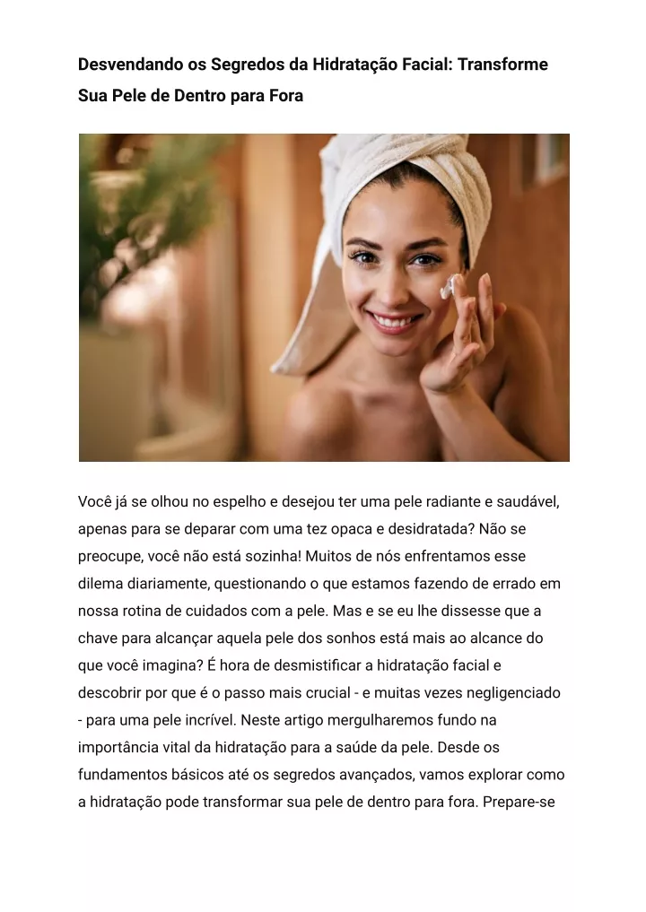 desvendando os segredos da hidrata o facial