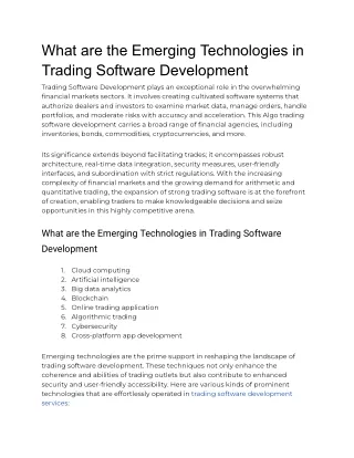 What are the Emerging Technologies in Trading Software Development
