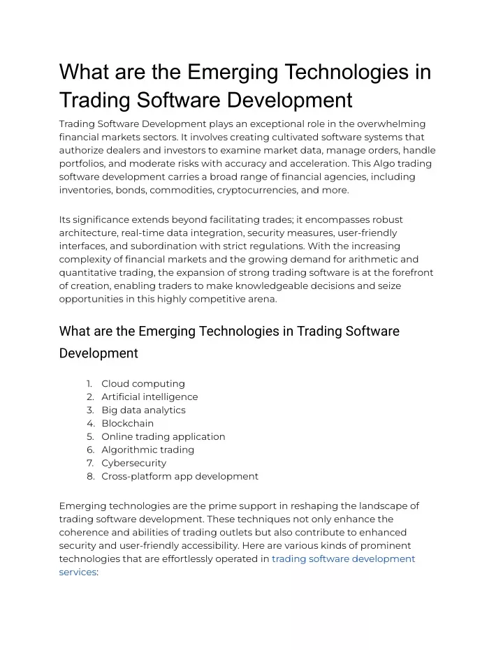 what are the emerging technologies in trading