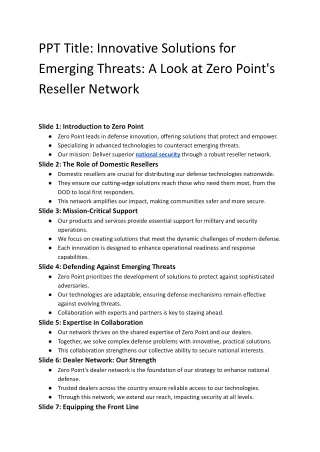 Innovative Solutions for Emerging Threats: A Look at Zero Point's Reseller Netwo