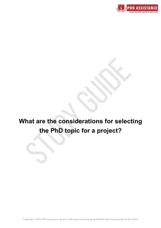 What are the considerations for selecting the PhD topic for a project (1) (1)