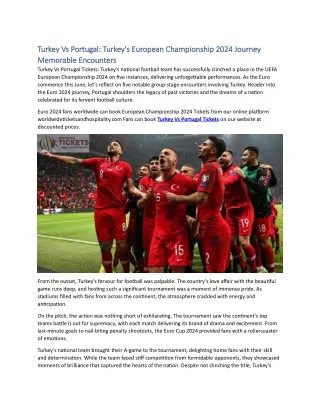 Turkey Vs Portugal Turkey's European Championship 2024 Journey Memorable Encounters