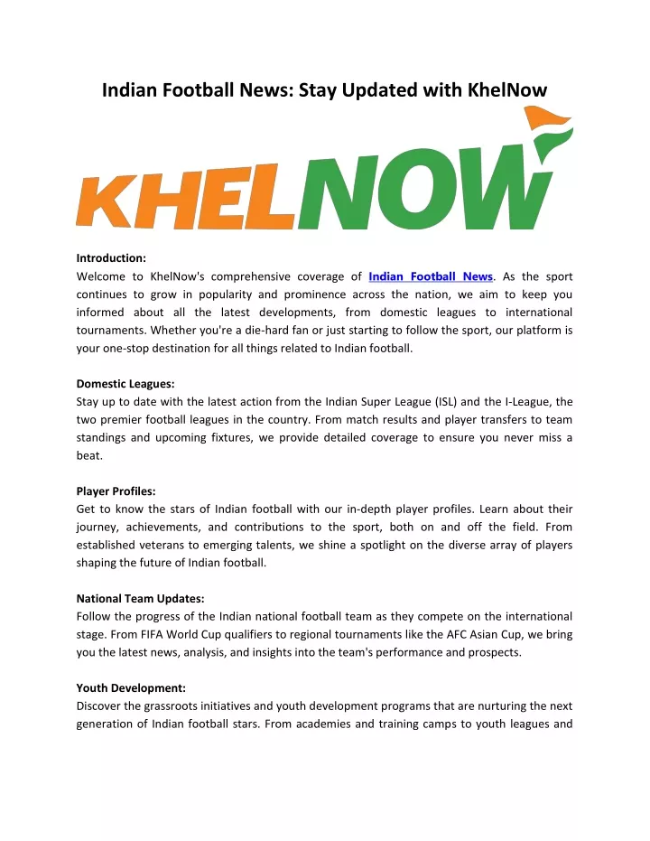 indian football news stay updated with khelnow