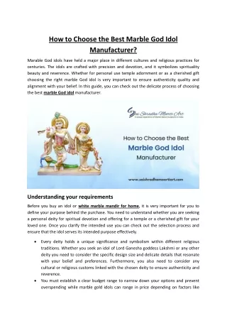 How to Choose the Best Marble God Idol Manufacturer
