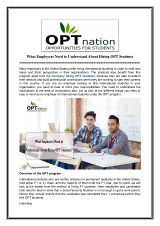 how to hire opt students in usa