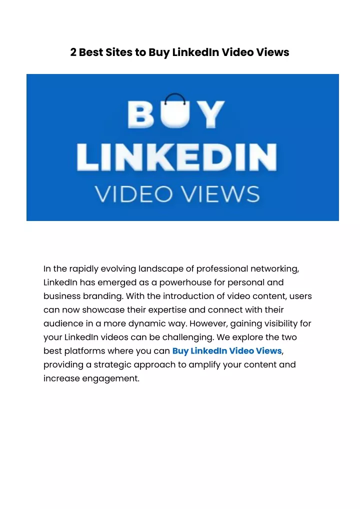 2 best sites to buy linkedin video views