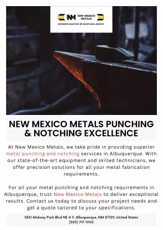 New Mexico Metals Punching & Notching Excellence