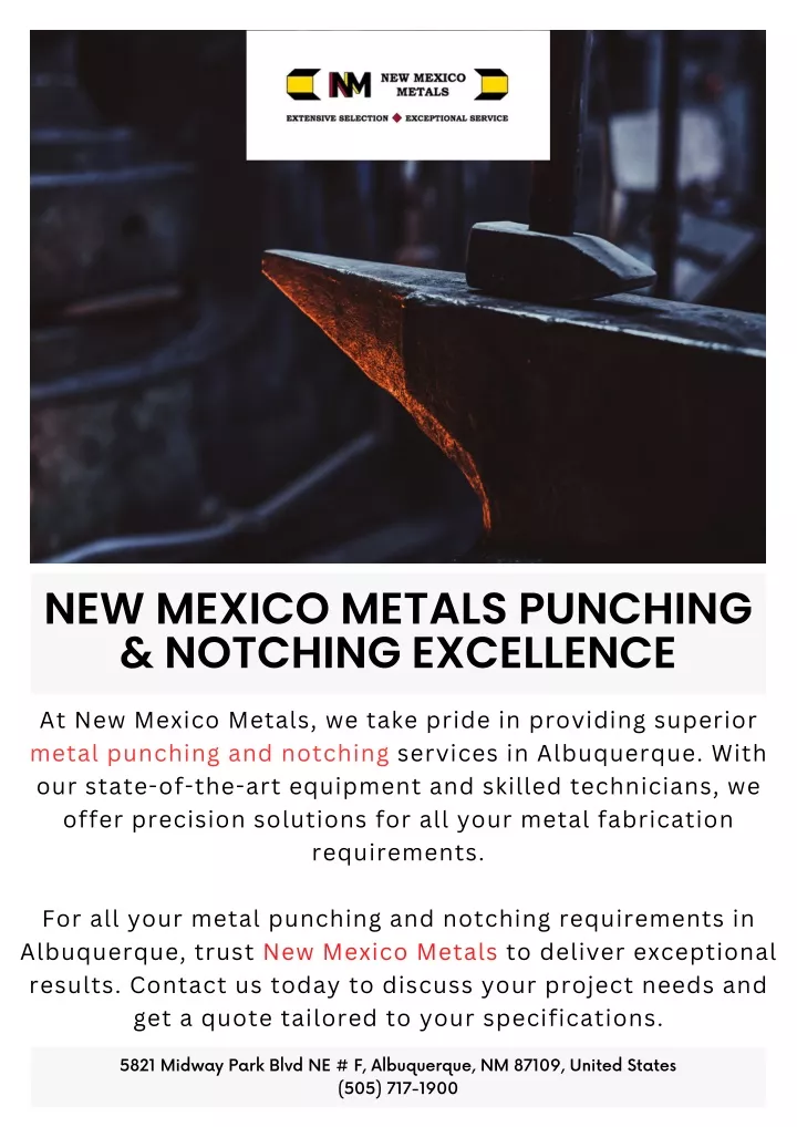 new mexico metals punching notching excellence