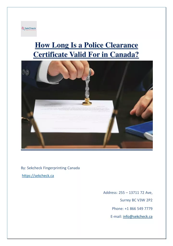 how long is a police clearance certificate valid