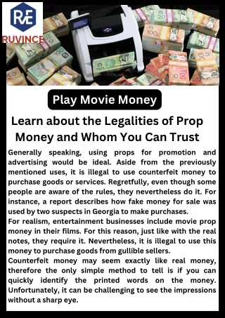 Learn about the Legalities of Prop Money and Whom You Can Trust
