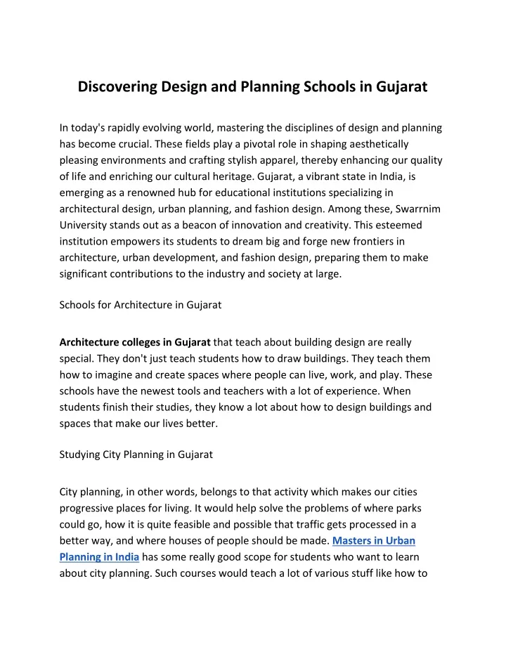 discovering design and planning schools in gujarat
