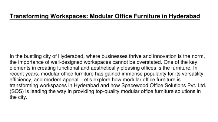 transforming workspaces modular office furniture in hyderabad