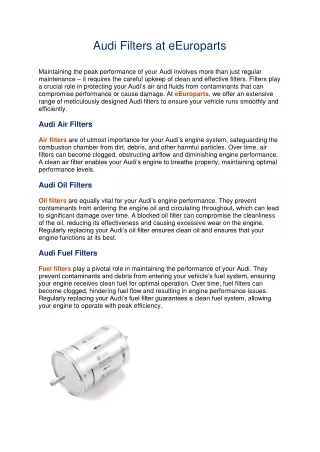 audi filters at eeuroparts