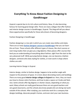 Everything To Know About Fashion Designing In Gandhinagar