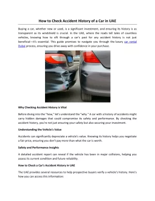 How to Check Accident History of a Car in UAE
