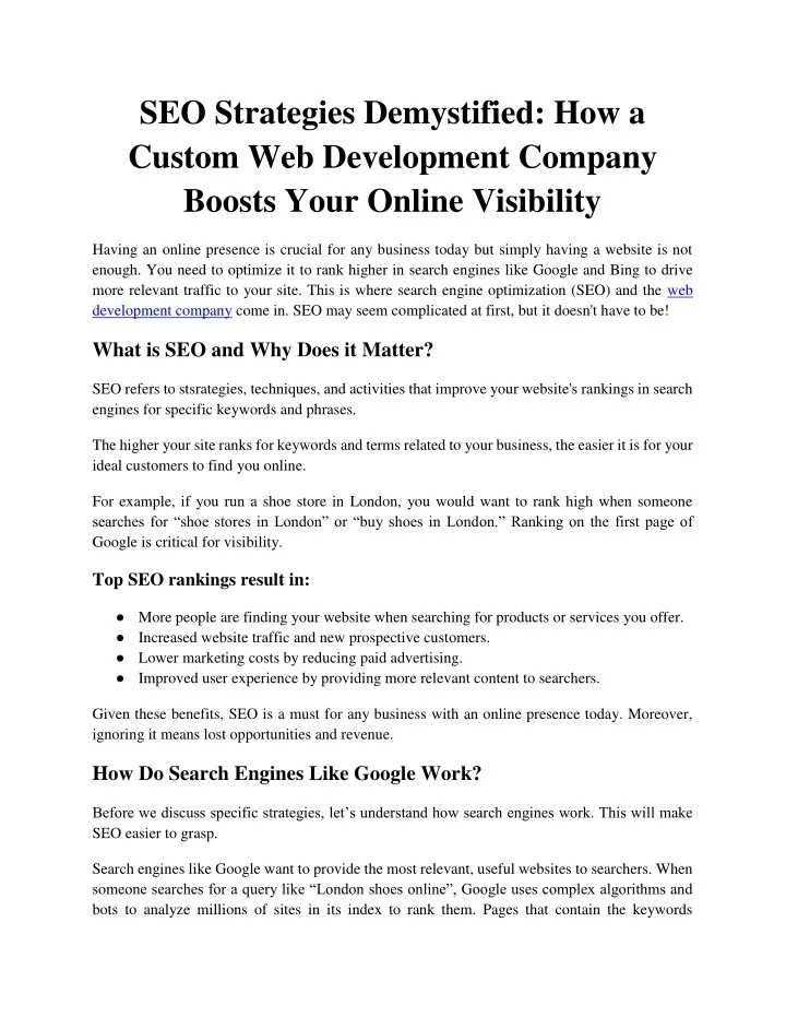 seo strategies demystified how a custom