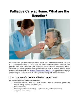 Palliative Care at Home What are the Benefits