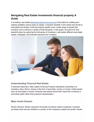 Navigating Real Estate Investments financial property A Guide