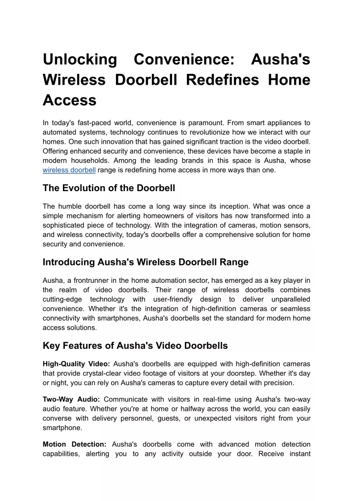 unlocking wireless doorbell redefines home access