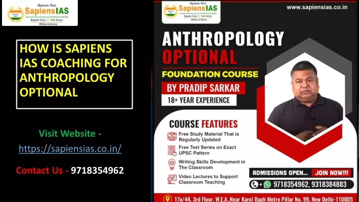 how is sapiens ias coaching for anthropology