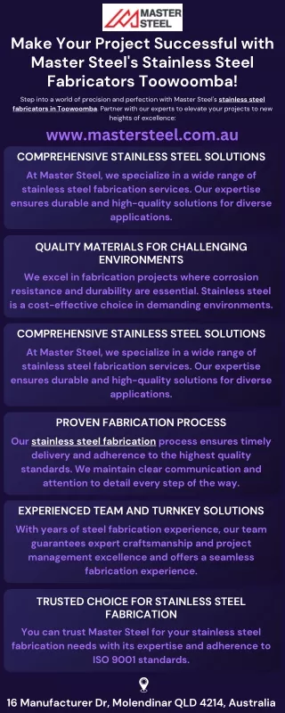 Make Your Project Successful with Master Steel's Stainless Steel Fabricators Toowoomba!