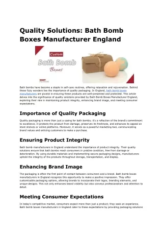 Quality Solutions: Bath Bomb Boxes Manufacturer England