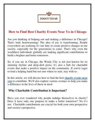 How to Find Best Charity Events Near Yo in Chicago