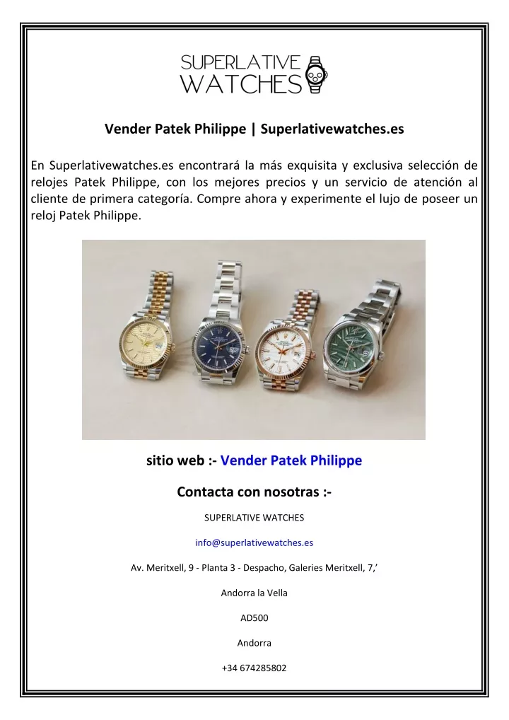 vender patek philippe superlativewatches es