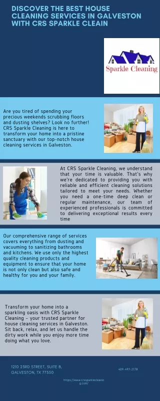 Discover the Best House Cleaning Services in Galveston with CRS Sparkle Cleain