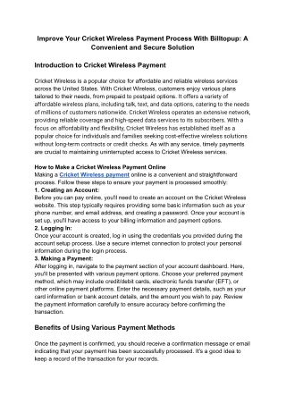 Improve Your Cricket Wireless Payment Process With Billtopup_ A Convenient and Secure Solution