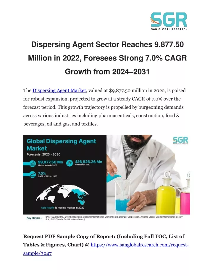 dispersing agent sector reaches 9 877 50