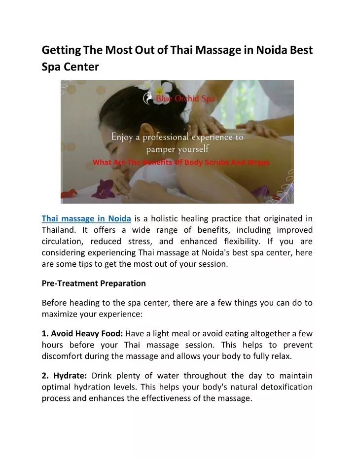 getting the most out of thai massage in noida