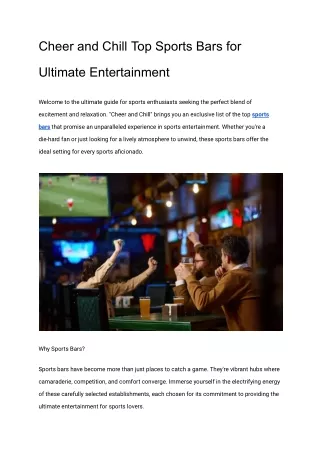 Cheer and Chill Top Sports Bars for Ultimate Entertainment