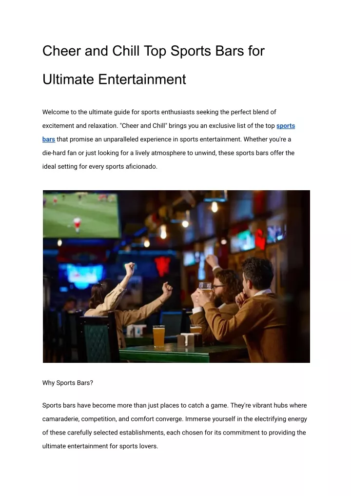 cheer and chill top sports bars for