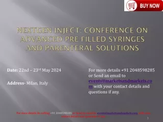(Event) Advanced Pre-Filled Syringes and Parenteral Solutions-22nd–23rd May 2024