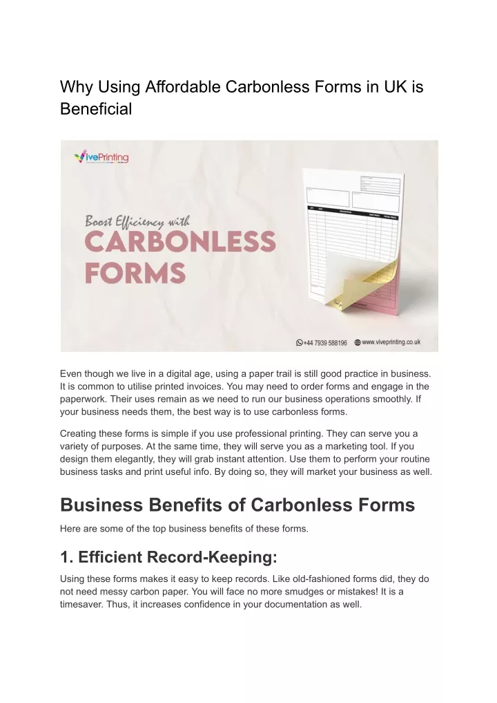why using affordable carbonless forms